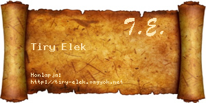 Tiry Elek névjegykártya